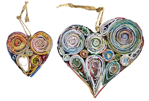 Papel Corazón Decorativo Arte de Pared Colgante Adorno 2 3/4" y 5" Papel Arte - Imagen 1 de 2