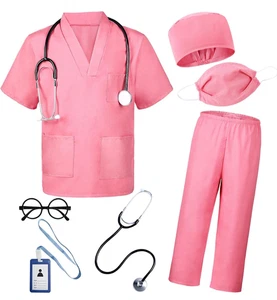 Doctor Costume for Kids 7Pcs Toddler Nurse Scrubs Set Halloween Dress Up - Picture 1 of 7