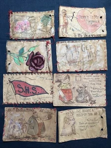 Lotto di cartoline umoristiche in pelle da OR & WA a C. 1907 - Natale Vday Lovers - Foto 1 di 12