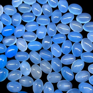25 Pcs Natural Blue Chalcedony 14x10mm Oval Cabochon Loose Wholesale Gemstones - Picture 1 of 12