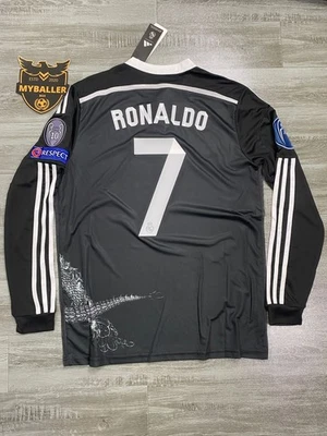 Ronaldo #7 Real Madrid 2014/2015 UCL Long Sleeve Black Jersey Dragon - Image 1 of 4
