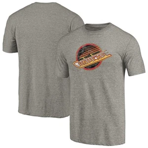 Men's Ash Vancouver Canucks Throwback Logo 1985-1986 Tri-Blend T-Shirt - Picture 1 of 3