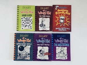 Diary of a Wimpy Kid Jeff Kinney Lot Of 6 Books Hardcover Softcover - Picture 1 of 7