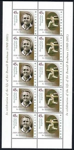 2001 Australia SG# 2077/78 Sir Donald Bradman sheetlet of 10 mint MUH MNH - Foto 1 di 1