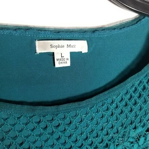 Sophie Max Womens Size Large Teal Lace OverLay Lined Blouse - Picture 1 of 5