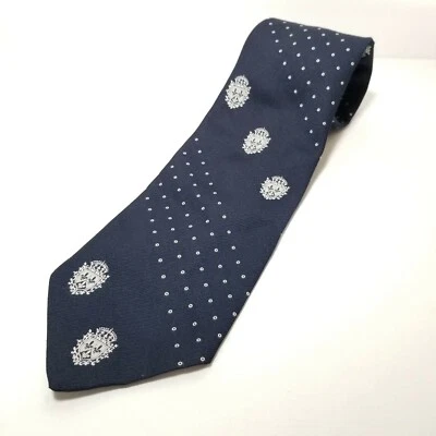 Vintage Excello Tiffany Collection crest embroidery tie navy 4.25" wide 55" long - Изображение 1 из 4