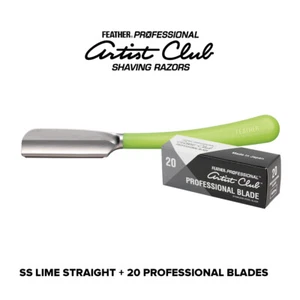 NEW Feather Artist Club SS Lime Straight Razor + 20 FREE Professional Blades! - Picture 1 of 5