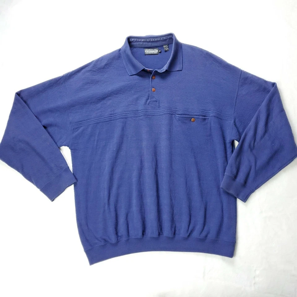 VINTAGE 90s Members Only Shirt  Mens XL / 1X Blue Streetwear Sweatshirt Polo 80s - Image 1 of 4