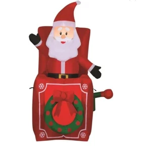 Luz LED inflable animada de 5 pies Santa Jack-in-The-Box patio de Navidad de Gemmy - Imagen 1 de 6