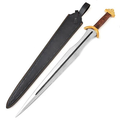 Hand Forged 1095 High Carbon Steel Sword FullTang Battle Ready w/ Leather Sheath - Image 1 of 4