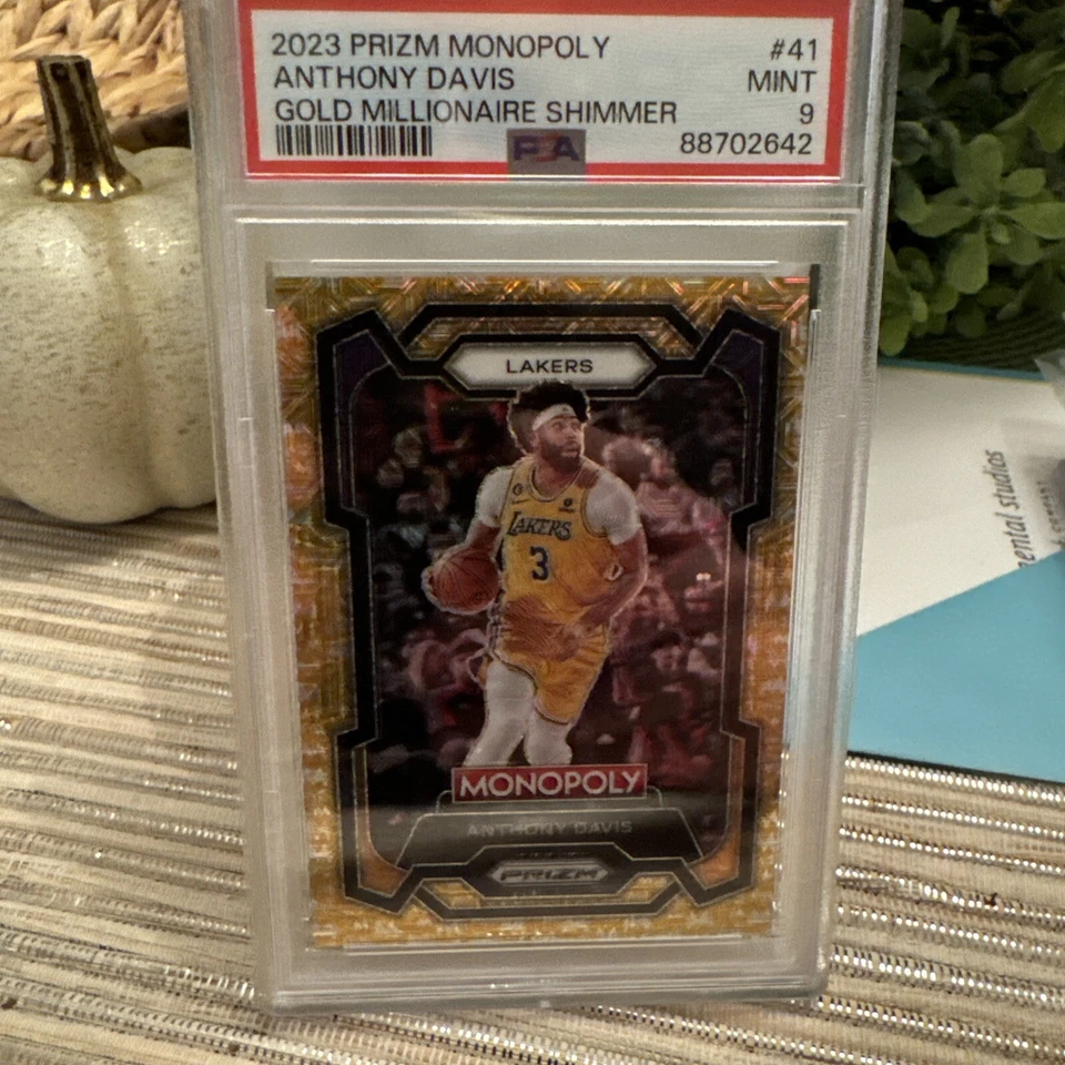2023-24 Panini NBA Prizm Monopoly Anthony Davis Gold Money Shimmer /500 PSA 9 - Image 1 of 2