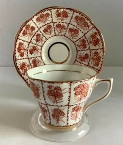 Vintage Rosina Bone China Gilded Floral Teacup & Saucer Set Made in England A963 - Picture 1 of 9