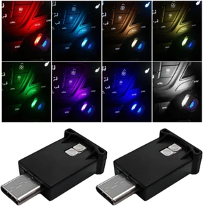 2 PCS USB Type C LED Ambient Light, Adjustable Brightness 8 Color RGB LED Interi - Picture 1 of 6