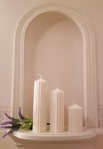 Set of 3 Large Ribbed pillar candle/soy wax candle/column ribbed candle - Picture 1 of 5