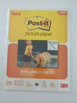 Matte Non-Glare Post-It Picture Paper Super Sticky 8.5" × 11" 20 Sheets (NEW) - Image 1 of 2