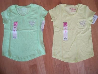 Camisas niña BLING METAL STUD CORAZÓN VERDE NEÓN Y AMARILLO NUEVAS CON ETIQUETAS 4 5 GEMELOS? Foto 1 de 4