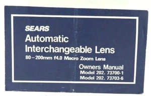 Sears 80-200mm f:4.0 Macro Zoom Lens instruction manual - Picture 1 of 1