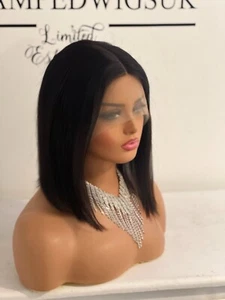 100% Brazilian Human Hair Wig T-part Lace Front 10inch Bob 180% Density Unit 5 - Picture 1 of 9