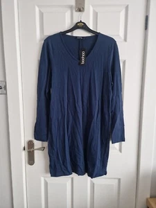 BNWT Boohoo 100% Cotton T Shirt Dress Navy Blue Size 8 - Picture 1 of 5