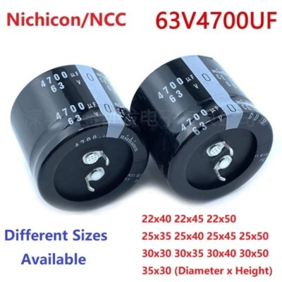 2Pcs/Lot Japan Nichicon/NCC 4700uF 63V 63V4700uF Snap-in PSU Amplifier Capacitor - image 1 of 3
