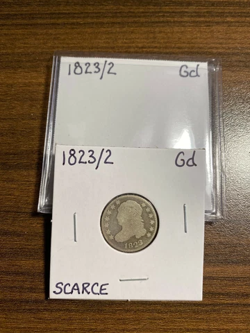 1823/2-P Capped Bust Silver Dime 10C GOOD (Gd) Type 2, Small Dentils 1823 Over 2 Cover