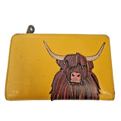 Yoshi Womens Purse Mustard Yellow Leather Highland Cow - Image 1 of 4