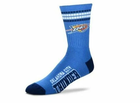 Oklahoma City Thunder NBA FBF 4-Stripe Crew Deuce Socks *Youth Child Size 8-13 Cover