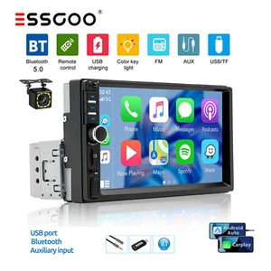 AUTORADIO 1 DIN 7 POLLICI STEREO AUTO Apple Carpaly AUX USB BLUETOOTH RADIO +KAM - Foto 1 di 14