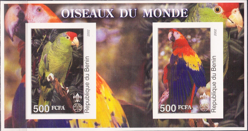 W BENIN Y2002 (4v) PARROTS IMPERFORATED SOUVENIR SHEET - Image 1 of 1
