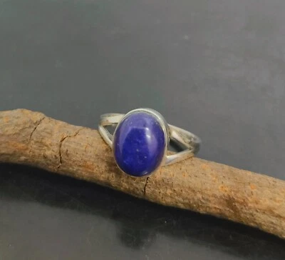Anello fatto a mano in argento sterling 925 pietra preziosa naturale lapislaz... - Immagine 1 di 4
