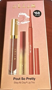 Stila Pout So Pretty Stay All Day Lip Trio Set Firenze , Soul Kiss And Evermore - Picture 1 of 2