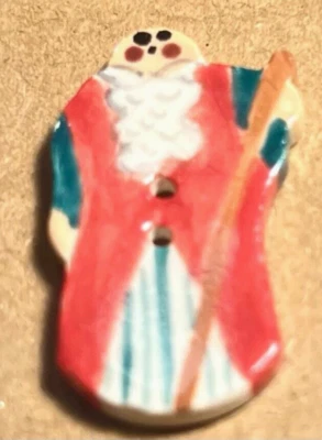 Pretty NOAH Of Noah’s Ark  HP Ceramic Realistic Button Soft Colors READ 1 1/4” - Image 1 of 4