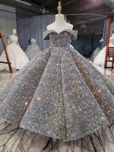 Flower Girl Dresses Ball Sparkly Sequins Beaded Party Princess Kids Performance - Picture 1 of 9