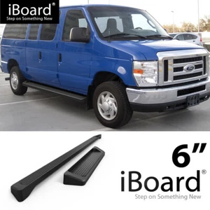 iBoard Running Boards 6-inch Matte Black Fit 99-14 Ford Econoline Full Size Van - Picture 1 of 6