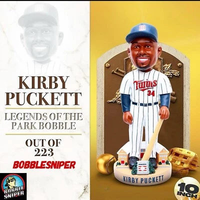 Bobblehead exclusivo de Kirby Puckett de los Mellizos de Minnesota Cooperstown Salón de la Fama MLB Foto 1 de 4