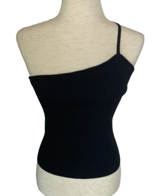Camiseta sin mangas tejida acanalada gris laboratorio negra asimétrica nueva con etiquetas talla M $50 para mujer Foto 1 de 4