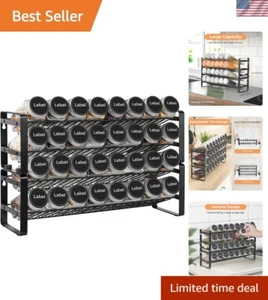Expandable Spice Rack Organizer for Cabinet, 4-tier Black Frosted Iron Counte... - Picture 1 of 8