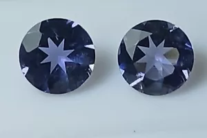 1.20Ct 100% Natural Blue color Iolite Round 6.0mm Gemstone Pair - Picture 1 of 2