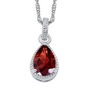 Natürlicher Granat Anhänger mit Singapur Kette Halskette 925 Sterling Silber Anhänger - Bild 1 von 4