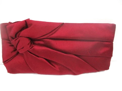 New Talbots Candy Apple Bow Satin Fabric Clutch Evening 10 by  5" MSRP 99.- - Image 1 of 3