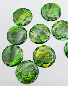 15 Natural Abalone 25MM Rounds Super Colors Green Abalone Gorgeous Cabochons - Picture 1 of 2