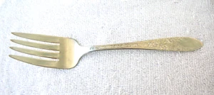National Silver Co 1937, tenedor de carne fría, plato de plata, rosa y hoja lote # 34 - Imagen 1 de 4