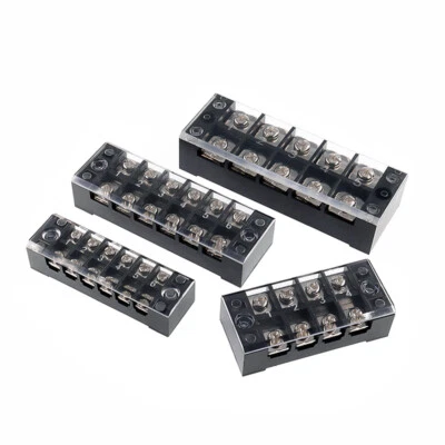 15A 25A 45A Dual Row Fixed Terminal Block Box Covered Screw Barrier Strip3-15Way - Image 1 of 4