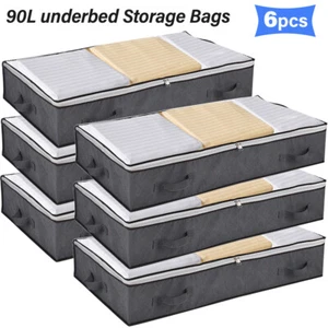 4/6/8pcs Under Bed Storage Bag Large Under Bed Organizer Box Clothes Storage Bag - Picture 1 of 15