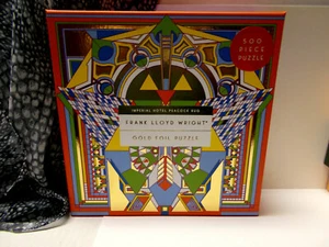 NEW Frank Lloyd Wright Imperial Hotel Peacock Rug 500 Piece Foil Puzzle 20"x 20" - Picture 1 of 8