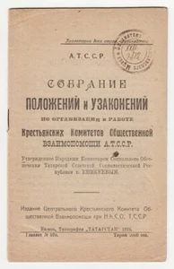 1923 Russia КАЗАНЬ ТАТАРСКАЯ АССР ПОЛОЖЕНИЯ и УЗАКОНЕНИЯ Tartar ASSR Laws KAZAN - Foto 1 di 9