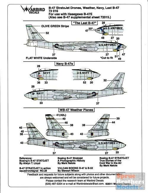 WBD72016 1:72 Warbird Decals - B-47 Stratojet Pt 3 #72016 - Image 1 of 1