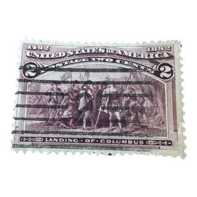 Sello raro de 2 centavos de 1893 Desembarco de Colón #231  Foto 1 de 2