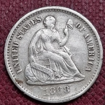 1868 S Seated Liberty Half Dime 5c XF Better Grade RARE Date #94137 - Image 1 of 2