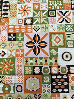 Tela acolchada de algodón floral abstracta retazos retro Jean Morrison mitad #31 Foto 1 de 4